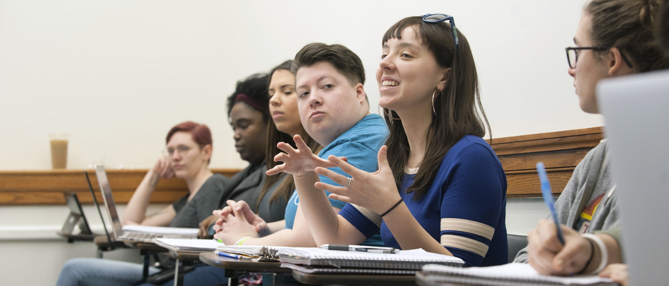 student leading sicussion in class